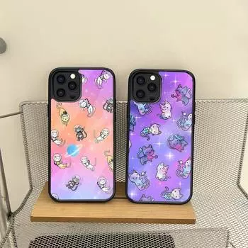 Чехол для телефона Space Cat для iPhone 14 13 12 11 Pro Max Mini 7 6 6s 8 Plus X Xr Xs Se 2020 Fundas Shell PC TPU Cover iphone 12 pro