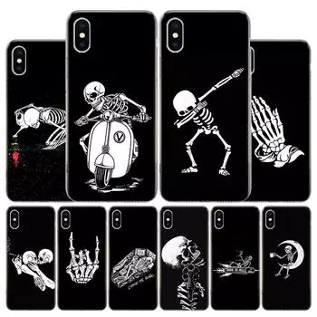 Чехол для телефона Spooky Skull Funny Dance Skeleton для Apple iPhone 11 12 13 15 Ultra 14 Pro 7 XR X XS Max 6S 8 Plus + Mini SE Print iPhone 15 Pro Max