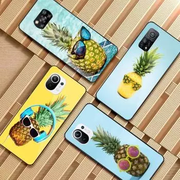 Чехол для телефона Summer Beach Fruit Pineapple для Xiaomi 12 11T 10 9 Redmi Note 11 10 10S Pro Redmi 9 9A 8, черный, из поликарбоната, стеклянный чехол для телефона Xiaomi 12-12X
