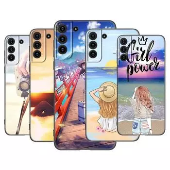 Чехол для телефона Summer Travel Girl для Samsung Galaxy S22 Pro S21 S20 Ultra FE S10 Lite 5G S10E S9 S8 Plus, мягкий черный чехол из ТПУ Samsung S22 Ultra
