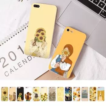 Чехол для телефона Sunflower для iPhone 15 8 7 6 6S Plus X SE 2020 XR XS 14 11 12 13 Mini Pro Max Мобильный чехол iPhone 13 mini