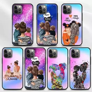 Чехол для телефона «Супер мама» для маленьких девочек и мальчиков для iPhone 11 13 12 Pro Max XS XR X 8 7 6s 6 Plus 5 5S SE черный мягкий чехол из ТПУ Fundas Coque iPhone 13Pro Max