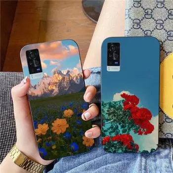 Чехол для телефона «Свежие цветы» для VIVO Y95 Y93 Y31 Y20 V19 V17 V15 Pro X60 NEX, мягкий черный чехол для телефона VIVO Y95