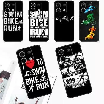 Чехол для телефона Swim Bike Run Triathlon для Redmi Note 12 11 9 10 13 Pro Plus 9S 10S 11S 12S Redmi 13C 9C 10C 12C Cover Redmi Note 12 4G