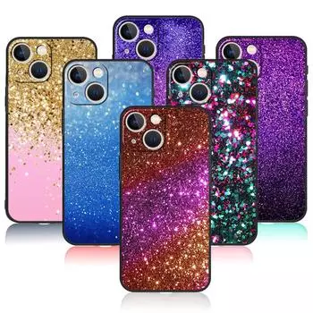 Чехол для телефона сзади, золотой, розовый, с блестящим принтом для iPhone 12 X 8 Plus 13 Pro Max XS XR 11 14 7 Mini SE2 5 SE 5S 6 6S iPhone 14