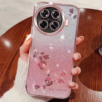 Чехол для телефона Tecno Camon 20 Pro Plus Flash Pink Flower Прозрачный противоударный защитный чехол с роскошным бриллиантовым блеском Tecno Camon 20 Pro Plus розовый