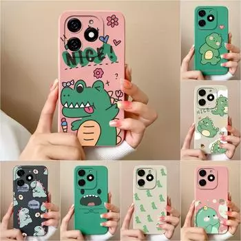 Чехол для телефона Tecno Hot 40i Spark 20C Go 2024 Itel A70 P55, роскошный чехол с мультяшным рисунком динозавра, жидкие мягкие силиконовые защитные бамперы, корпус Tecno Spark Go 2024