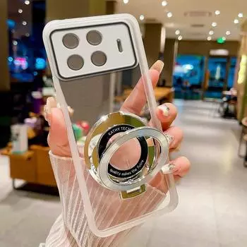 Чехол для телефона Tecno Spark 20 Pro + 20Pro Plus Прозрачный противоударный мягкий чехол с магнитным держателем-подставкой Полная защитная пленка для камеры силиконовый чехол Spark 20 ProPlus 4G чёрный