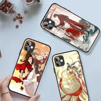 Чехол для телефона Tian Guan Ci Fu в китайском стиле для IPhone 14 13 12 11 XS X 8 7 6 Plus Mini Pro Max SE 2022, черный чехол из поликарбоната и ТПУ, стеклянный чехол для телефона iPhone 14