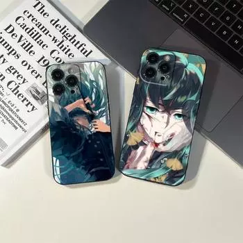 Чехол для телефона Tokitou Muichirou Demon Slayer для IPhone 14 13 11 12 Pro 8 7 Plus X 13 Pro MAX XR XS MINI SE 2020, черные чехлы iphone 12