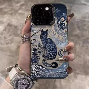 Чехол для телефона Totem Cat для Apple iPhone16promax - мягкий силиконовый чехол с защитой от падений для iPhone 16/15/14/13/12/11/Xs/Xr/Plus/Pro Apple 16Promax чёрный