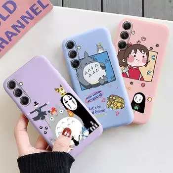 Чехол для телефона Totoro Anime для iPhone Samsung A55 S24 FE S25 M35 Xiaomi Redmi Note 13Pro 14C Huawei Honor 200 Realme, противоударный матовый чехол с защитой от царапин Samsung Galaxy S9 Plus фиолетовый