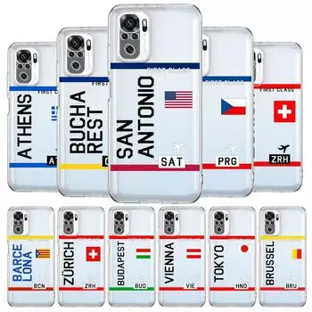 Чехол для телефона Travel Airplane Ticket Art New Square Clear для Xiaomi Redmi Note 12 11 9S 9 8 10 Pro+ 7 8T 9C 9A 8A K40 Gaming Cover Redmi 9C