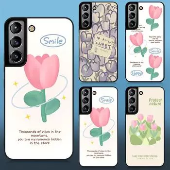 Чехол для телефона «Тюльпан» для Galaxy S21ultra S23plus S21fe, мягкие силиконовые чехлы для Samsung Galaxy S22 Plus Ultra S20 Fe, черный чехол из ТПУ For Samsung S22 Plus