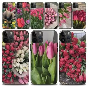 Чехол для телефона Tulip Flower iPhone15 14 13 12 11 Pro Max Mini X 7 8 Мягкий чехол iPhone12PRO