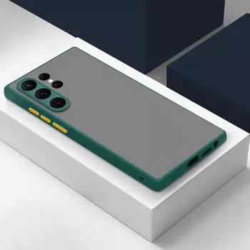 Чехол для телефона ударопрочный матовый для SUMSUNG Samsung A14 5G темно-зеленого