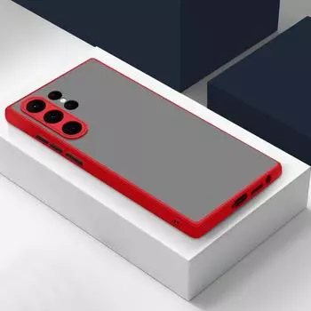 Чехол для телефона ударопрочный матовый для SUMSUNG Samsung S22 Ultra красный