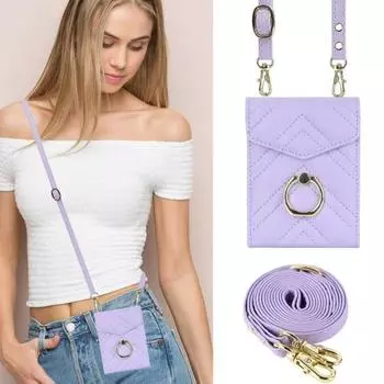 Чехол для телефона, устойчивый к царапинам, с отделениями для карт, многофункциональный, удобный в переноске чехол со шнурком для Galaxy Z Flip5 For Galaxy Z Flip 5 фиолетовый