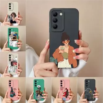 Чехол для телефона Vivo T3 V30e V40 Pro Lite V30 SE Y200e Y100 (ИДН) Задняя крышка супер ударопрочный жидкий мягкий силиконовый симпатичный бампер для девочек и мальчиков для Vivo Vivo Y100 (IDN) 5G