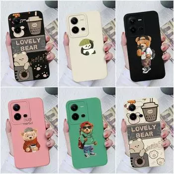 Чехол для телефона Vivo V19 Neo Z1 Z3X Z5X V21E V23E V25E V27 Pro V20SE V9 Противоударный защитный мягкий силиконовый чехол с милым медведем для бампера Vivo Vivo V19