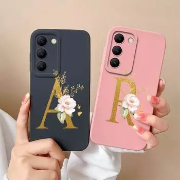 Чехол для телефона Vivo V30 SE V40 Pro Lite Y100 (ИДН) V30e T3 Y200e Y100 4G Корпус Модный Цветочный Буквы Мягкий Силиконовый Чехол Ударопрочный Бампер Для Vivo Vivo Y100 (IDN) 5G