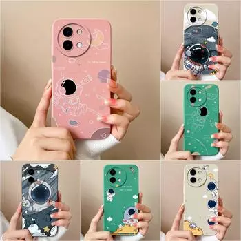 Чехол для телефона Vivo Y200i Y38 Y28 T3x, бампер, милый чехол для пилота-астронавта, защита камеры, матовый жидкий мягкий силиконовый чехол против падений для Vivo Capa Vivo Y03