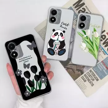 Чехол для телефона Vivo Y20 Y27 Y36 Y02S Y10 Y15 Y21 Y33, чехол с милой пандой, противоударный, прозрачный, защита камеры, матовый, мягкий силиконовый корпус для бампера Vivo Vivo Y02 4G