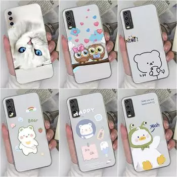 Чехол для телефона Vivo Y30 Y27 Y15S Y36 Y20 Y35 Y02 Y33s Y31 Y11 Y12 Роскошный противоударный мультяшный узор Прозрачный мягкий силиконовый чехол для бампера Vivo Vivo Y02 4G