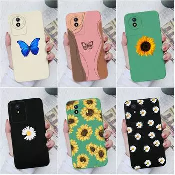 Чехол для телефона Vivo Y31 Y33 Y33S Y02S Y16 Y51 Y91C Y22 Y35 Y11 Y12 Y20, защита камеры, мягкий силиконовый чехол с бабочкой и подсолнухом для Vivo, бампер, чехол Vivo Y02 / Y02A
