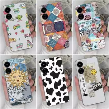 Чехол для телефона Vivo Y9s Y77e Y90 Y91C Y55 Y51 Y52 Y73 Y75 Y83 Y97 Модный персональный противоударный чехол Прозрачный мягкий силиконовый ТПУ для бампера Vivo Vivo Y37