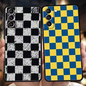 Чехол для телефона в клетку с шахматным узором для Samsung Galaxy S24 S23 Ultra S22 S21 S20 FE 5G S10 S10E S9 Plus S8 Мягкий силиконовый чехол Samsung S23 FE