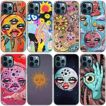 Чехол для телефона в стиле инди-хиппи-арт для Apple iPhone 14 13 12 Mini 11 Pro Max 7 8 XR X XS 7 8 Plus SE 2020 2022, черный мягкий чехол iPhone SE 2022