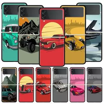 Чехол для телефона в стиле японского дрейфа JDM Sports Car для Samsung Galaxy Z Flip 3 4 5, черный, складной, жесткий, из поликарбоната, защитный чехол Samsung Z Flip