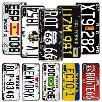 Чехол для телефона в стиле ретро с номерным знаком 66 для iPhone 11 12 13 14 Pro XS XR X Max 7 8 6 6S Plus Mini + 5 SE с рисунком по индивидуальному заказу iPhone 11