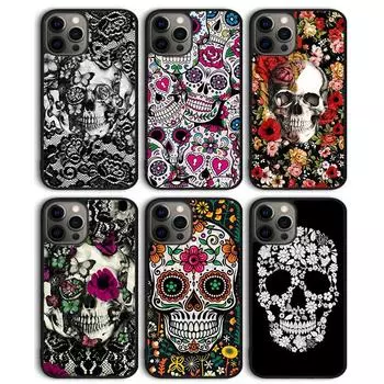 Чехол для телефона в стиле ретро с цветочным черепом, задняя крышка для iPhone 13 11 12 Pro Max mini XS XR X 8 Plus 7 SE 2020 6S 5S Coque Shell iPhone 5 5s