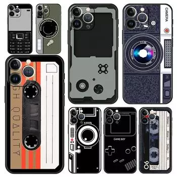 Чехол для телефона в стиле ретро с камерой, магнитолой, кассетой, для iPhone 13, 15, 14, 12, 11, Pro, MAX, XR, X, SE, XS, 7, 8 Plus, силиконовый, черный iPhone XR