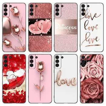 Чехол для телефона в стиле розового золота с любовью для Samsung Galaxy S20 S21 FE S22 Ultra S10 Lite S10E S9 S8 Plus S7 Edge, мягкий черный чехол из ТПУ Samsung S10E