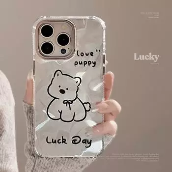 Чехол для телефона в виде собаки из гальванизированной серебряной проволоки 15promax