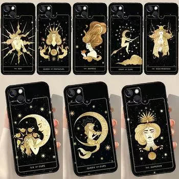Чехол для телефона Witches Moon Tarot Mystery тотем для iPhone 11 12 13 14 15 Pro Max Mini Cover для iPhone XR X XS Max 7 8 Plus SE 2020 iPhone 14 Pro