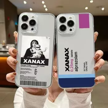 Чехол для телефона XANAX Chill Pill для iPhone 15 14 13 12 11 Mini Pro Max X XR XSMax 6S 6 7 8 Plus SE20 Прозрачный чехол iPhone 11 печати тигр