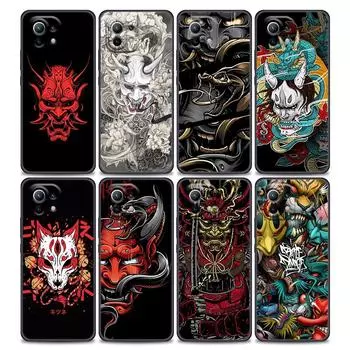 Чехол для телефона Xiaomi Mi 11 Lite 5G NE 11X 11T 12 Pro Poco F1 F3 X3 GT X4 NFC Pro, чехол самурайская маска Они, татуировка, дракон, искусство Mi 11