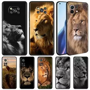 Чехол для телефона Xiaomi Mi Poco X3 NFC 10T Pro 11T 11 Lite Note 10 M3 9T F3 CC9, черный мягкий чехол A2 F1 в виде ракушки, большая кошка, животное, лев Mi Poco X3 NFC