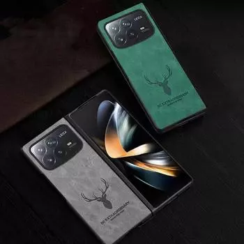 Чехол для телефона Xiaomi Mix Fold 4 3D мультяшный лось голова оленя телефон противоударный кожаный чехол Fundas для Mi Mix Fold4 3 2 жесткий чехол-кобура из ПК для телефона For Mix Fold зелёный