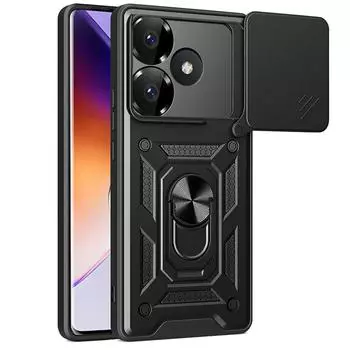 Чехол для телефона Xiaomi Poco F6 5G с выдвижной крышкой камеры, противоударный защитный бампер for Xiaomi Poco F6 5G чёрный