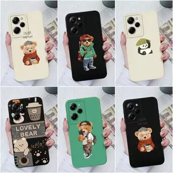 Чехол для телефона Xiaomi Poco M4 Pro X3 X4 X5 Pro C40 C50 C55 M3 с милым медведем, мягкий жидкий силикон, противоударный матовый чехол для бампера Xiaomi Poco Xiaomi Poco C3