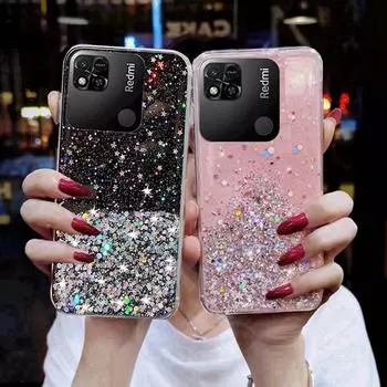 Чехол для телефона Xiaomi Redmi 10A, роскошный мягкий чехол с градиентом и блестками для Redmi 10A 10 A redmi10A, противоударный, прозрачный, силиконовый, задняя крышка Redmi 10A розовый