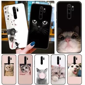 Чехол для телефона Xiaomi Redmi 6 7 8 9 A Pro Redmi Note 10 Pro 5G 8 8T 9 9S 7 6 5 Pro, черный чехол Etui, силиконовый чехол с изображением животных, милый кот Redmi 9A
