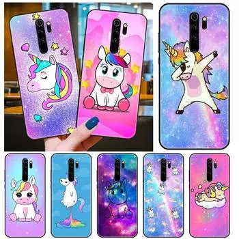 Чехол для телефона Xiaomi Redmi 6 7 8 9 A Pro Redmi Note 10 Pro 5G 8 8T 9 9S 7 6 5 Pro, черный чехол, трендовый мультфильм с единорогом Redmi 9A