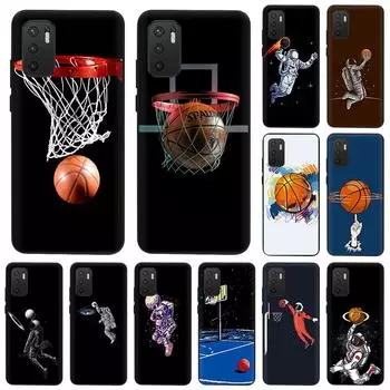 Чехол для телефона Xiaomi Redmi Note 11 9 10 Pro Max 5G 8T 9T 9s 7 9C 7a 9A 8 8A Астронавт Баскетбол Черный Мягкий защитный чехол Redmi Note 11
