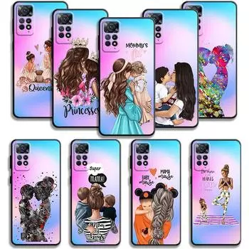 Чехол для телефона Xiaomi Redmi Note 12 11t 11s 11 10 8 Pro 9 9s 9t 8t для Mi 10 8 9a 9c 10c K40 в виде ракушки Super Mom для маленьких девочек и мальчиков For Redmi 9A